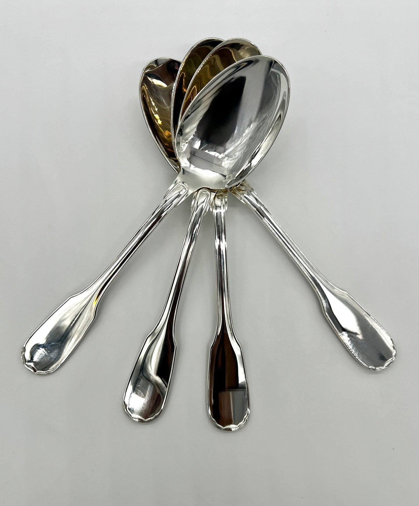 Set of 4 Christofle Cluny Soup Spoons