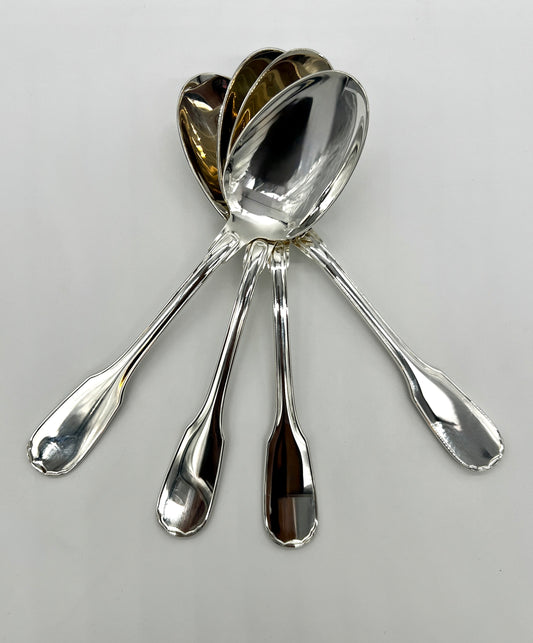 Set of 4 Christofle Cluny Soup Spoons