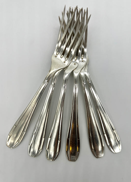 Set of 6 Art Deco Silver Plated Dinner Forks