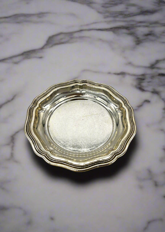 French Antique Round Silver Plated Coaster